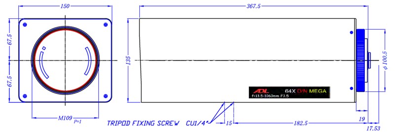 ADL16.5-1060mm長焦鏡頭尺寸 ADL16.5-1060mm長焦鏡頭尺寸